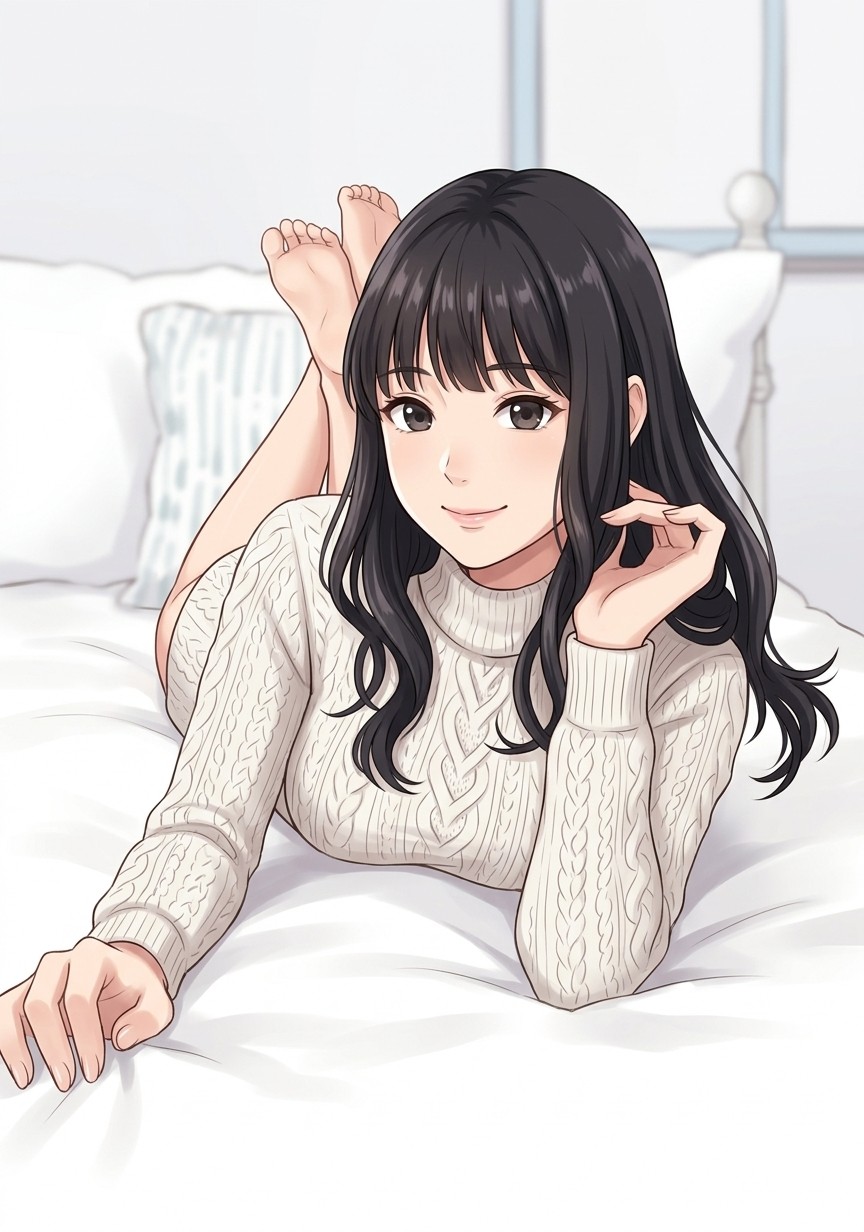 プロフィール写真向けのうつ伏せポーズ