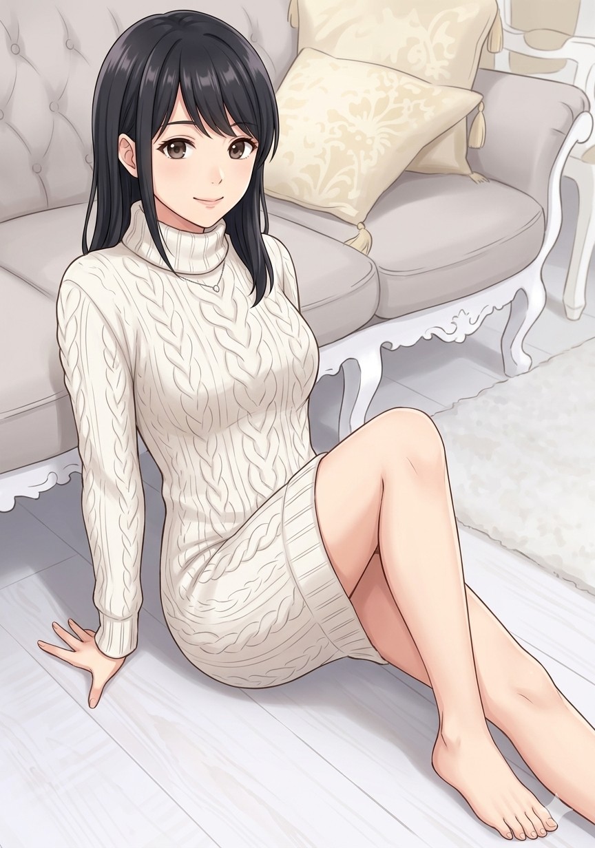 プロフィール写真向けの床座りポーズ