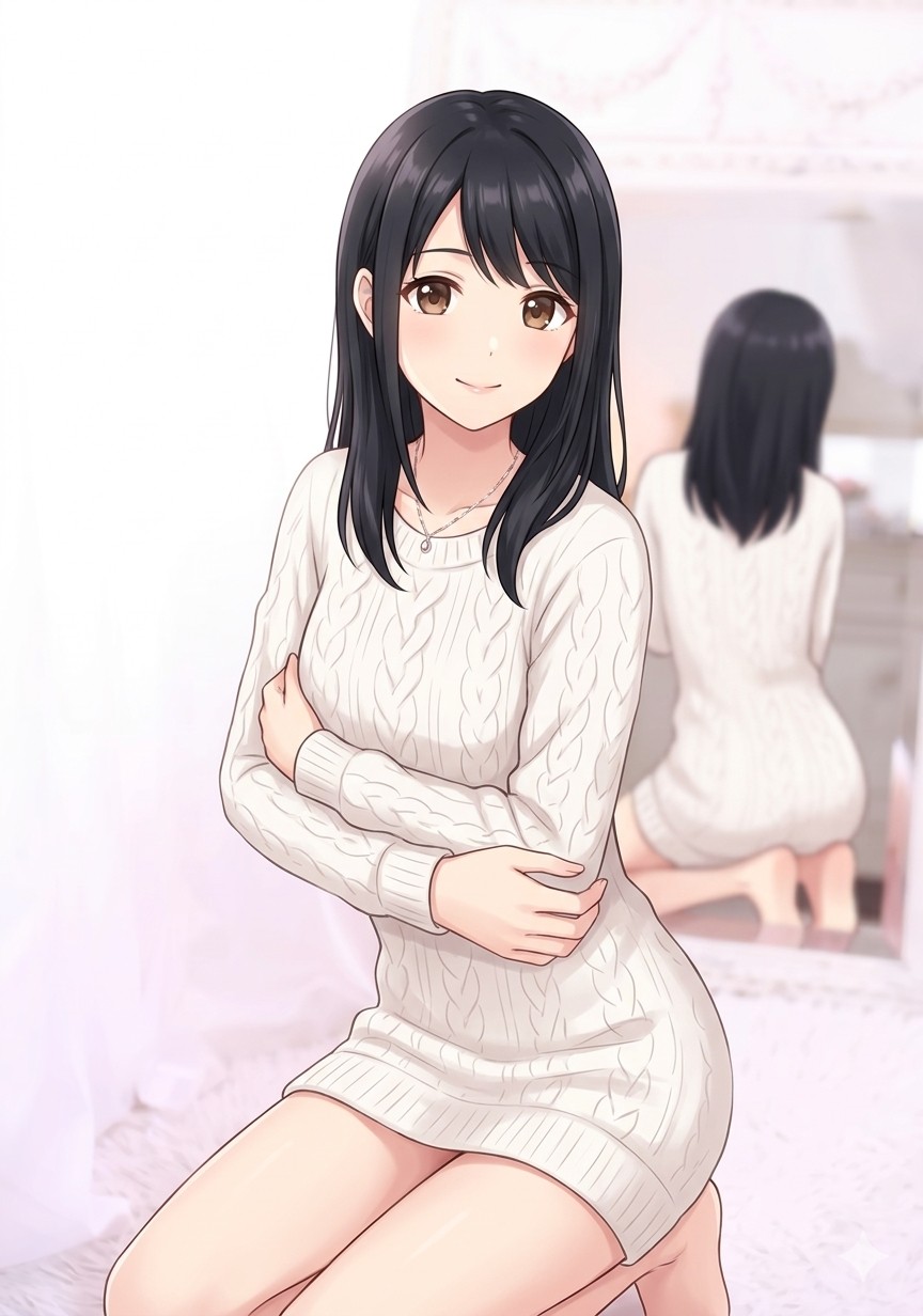 プロフィール写真向けの鏡越しポーズ