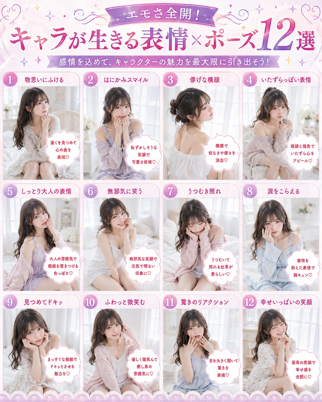 キャラが生きる表情×ポーズ12選