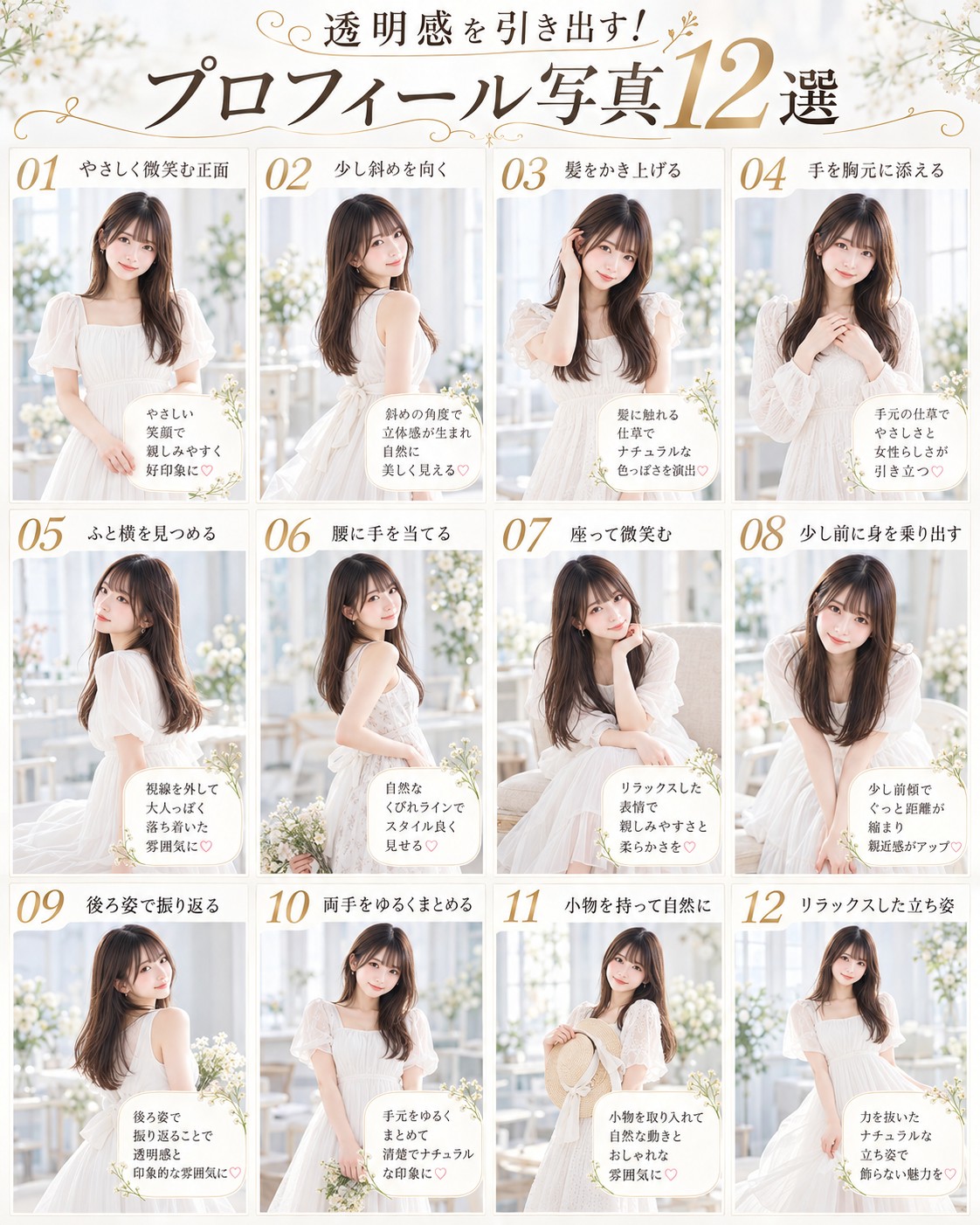 透明感を引き出す!プロフィール写真12選