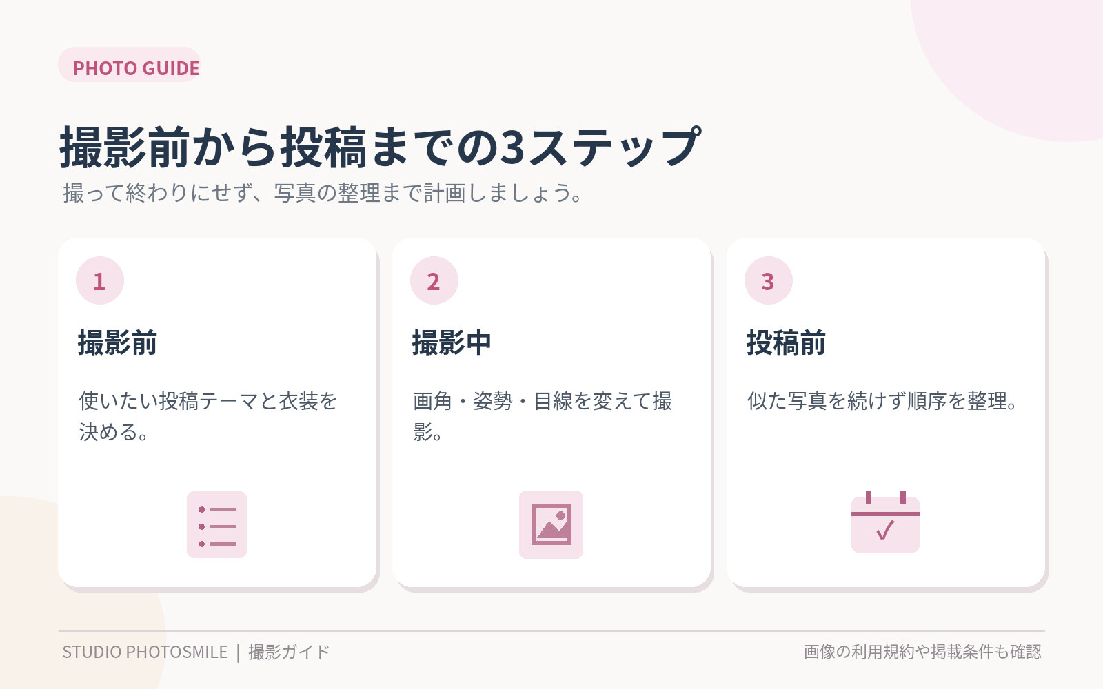 撮影前・撮影中・投稿前の3段階で進めるまとめ撮り計画