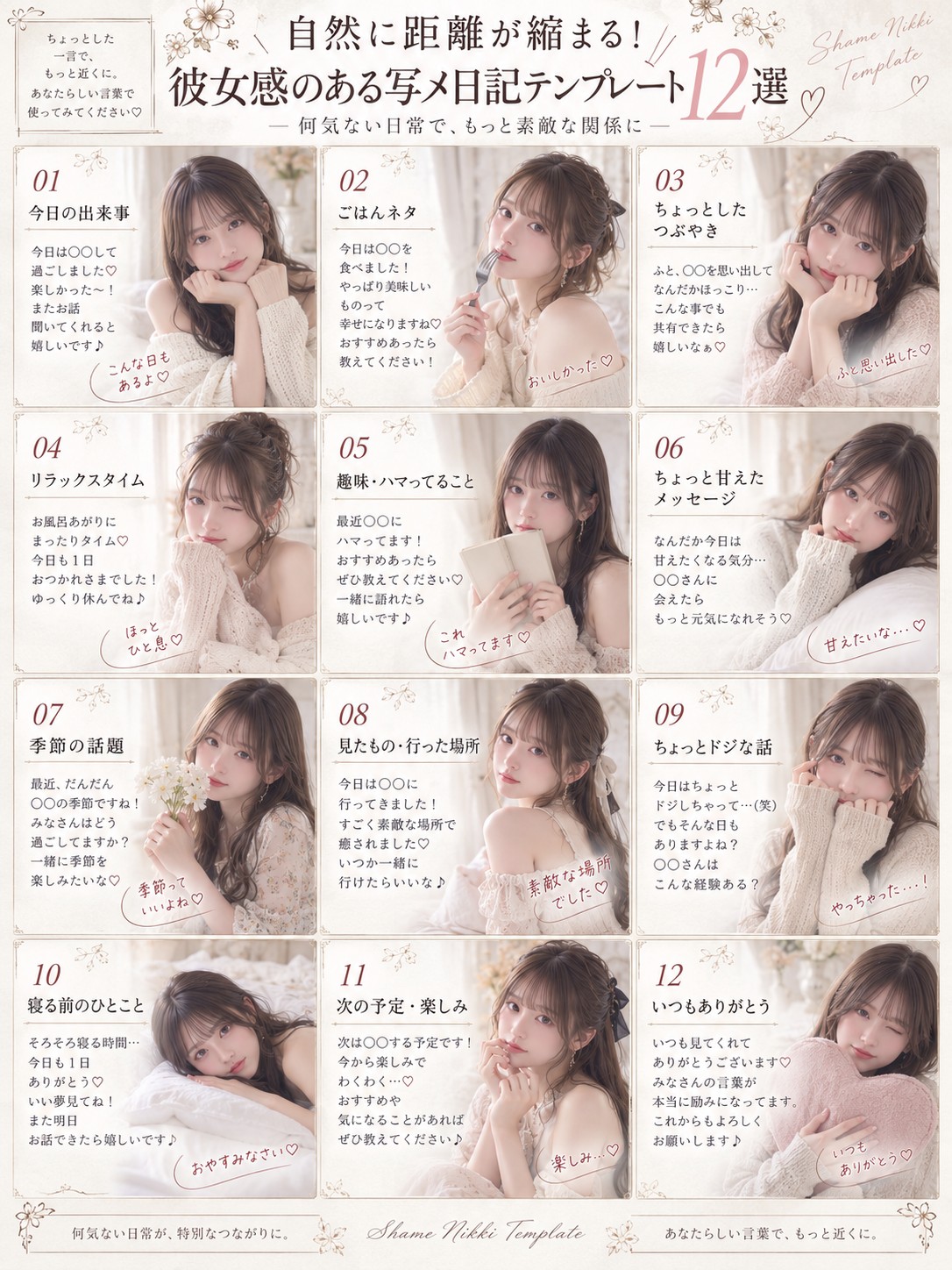 彼女感のある写メ日記テンプレート12選