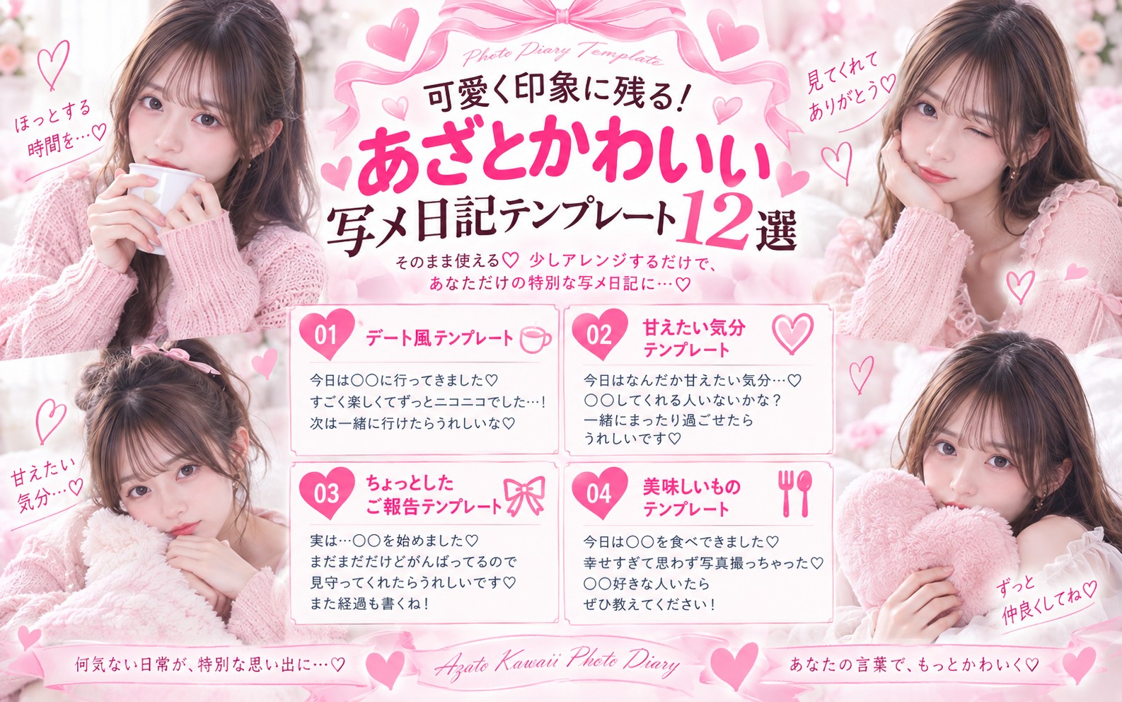 可愛く印象に残る!あざとかわいい写メ日記テンプレート12選