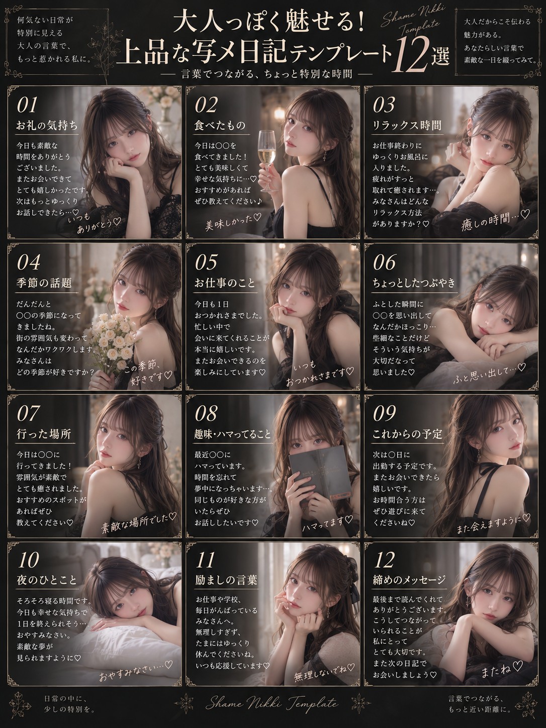 大人っぽく魅せる！上品な写メ日記テンプレート12選