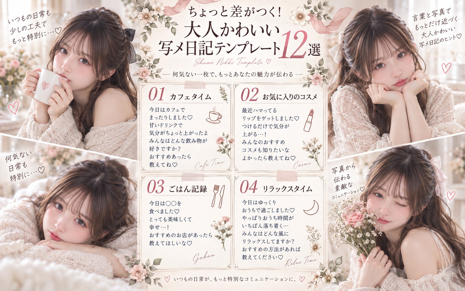 ちょっと差がつく!大人かわいい写メ日記テンプレート12選