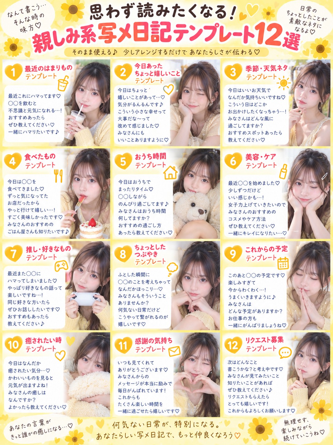 写メ日記のネタ切れに使える親しみ系テンプレート・例文12選